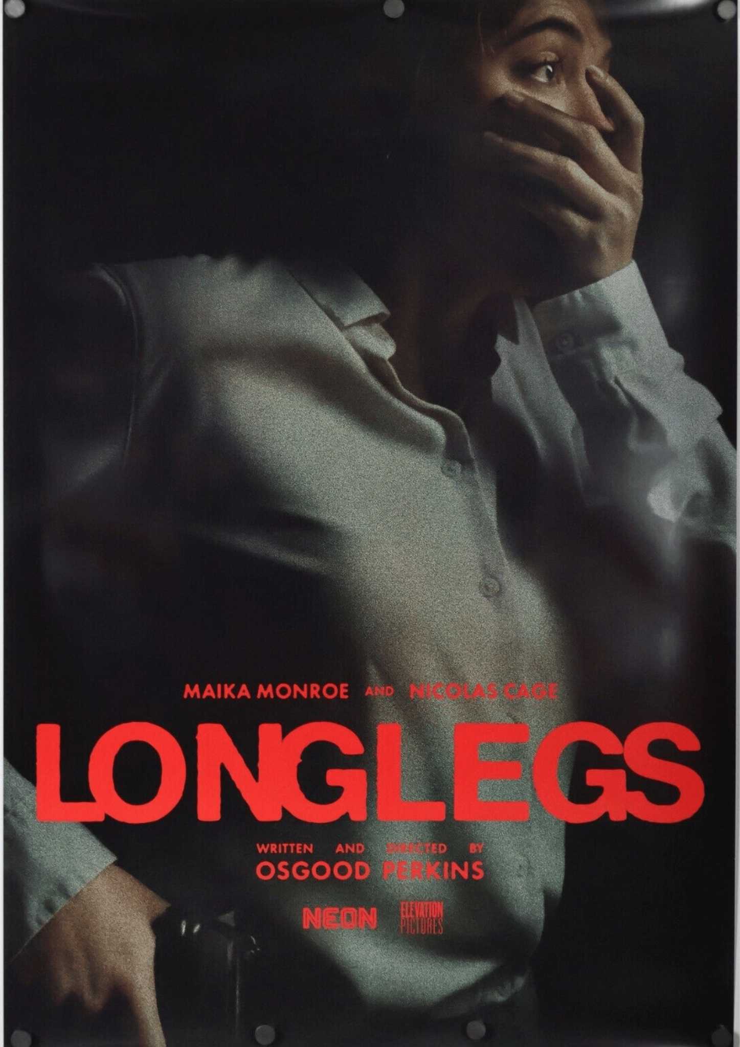 Longlegs is a 2024 American police procedural horror film written and directed by Osgood Perkins and starring Maika Monroe, Alicia Witt, Blair Underwood, and Nicolas Cage. It follows an FBI agent in the 1990s who is tasked with tracking down an occultist serial killer responsible for murdering multiple families throughout Oregon. Cage also served as a producer on the film through his Saturn Films production company.