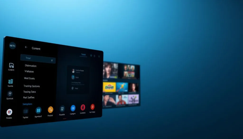 A high-resolution screenshot of the IPTV Smarters Pro application interface, showcasing its sleek and modern design. The foreground features the main dashboard, with prominent icons and intuitive menu options. In the middle ground, various content categories are neatly organized, hinting at the breadth of available streaming content. The background subtly blends shades of blue and gray, conveying a sense of professionalism and technological sophistication. The lighting is soft and evenly distributed, ensuring a clear and detailed representation of the application's user experience. The overall composition emphasizes the intuitive and powerful nature of the IPTV Smarters Pro platform.